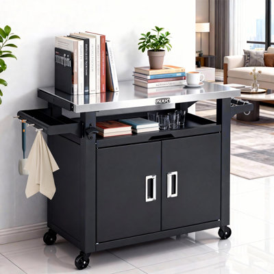 Table de préparation pour barbecue en acier inoxydable de 42 po x 20 po avec rangement, table de préparation pour barbecue en acier inoxydable