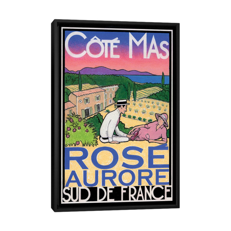 «Rosé Aurore», affiche vintage sur toile, Toile encadrée noire, Pas de tapis, H 48 po x l 32 po x P 1,5 po
