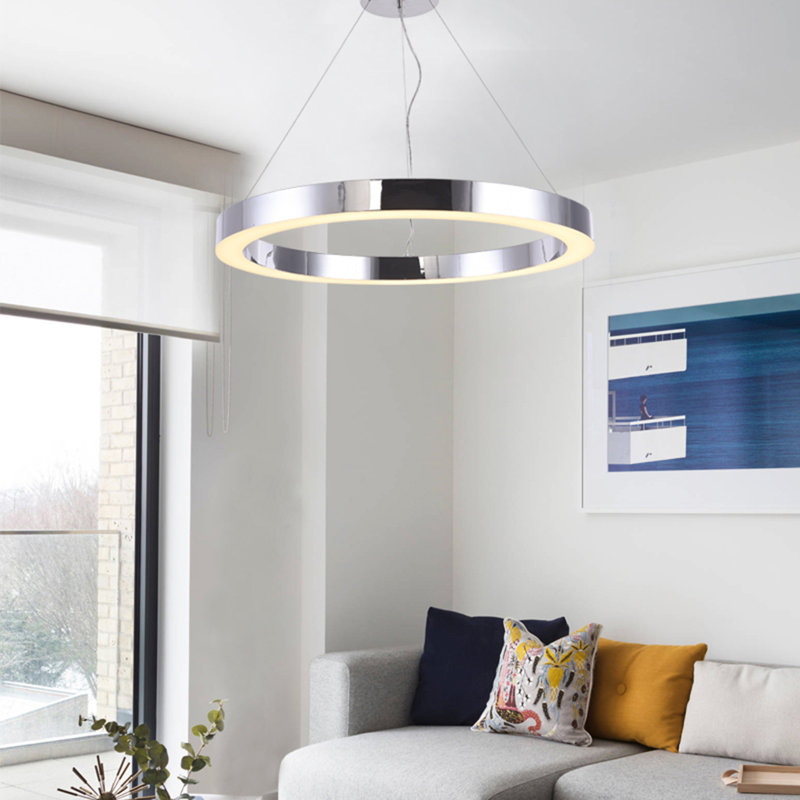 Lustre halo à 1 lumière DEL Street, H 3 po x l 33,4 po x p 33,4 po, Chrome