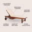 Chaise longue d'extérieur en bois d'acacia brun foncé de 69 po Seabrook avec dossier réglable, coussin, roulettes et table coulissante-565281038