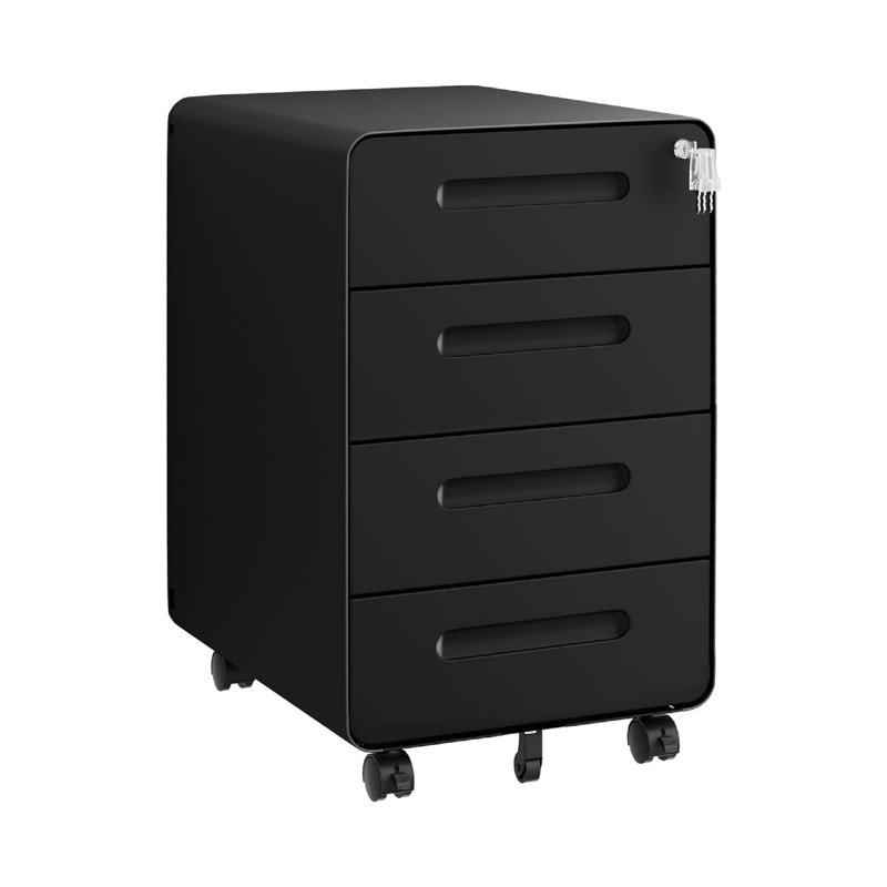 40 cm W 4 -Drawer Wheels / Casters included Mobile Steel Filing Cabinet, Black