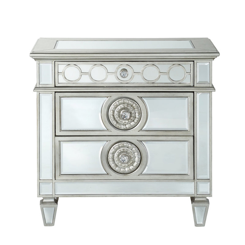 Table de chevet de luxe avec 2 tiroirs Glam, Clair