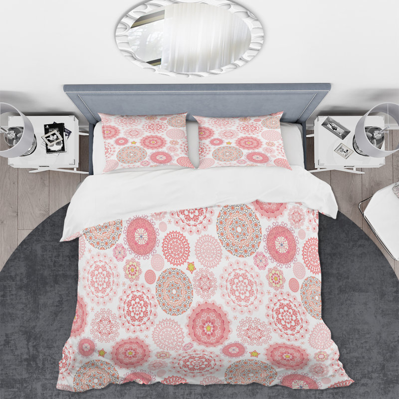 Ensemble de housse de couette - Abstrait en microfibre rose doux Petkana, Housse de couette très grand + 2 très grandes ta