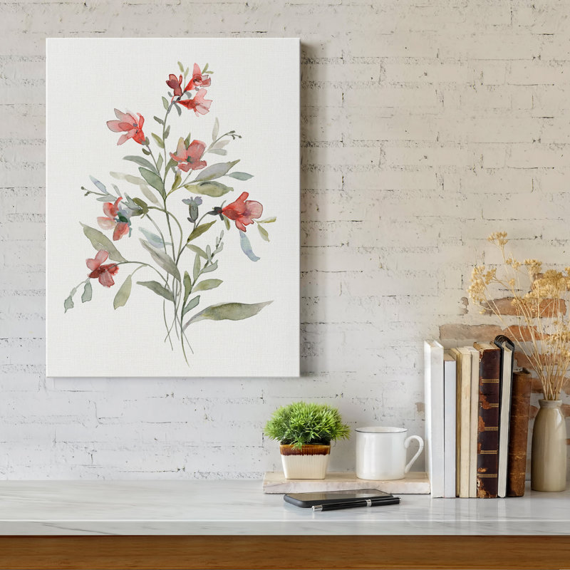 «Linen Botanical Coral III», reproduction d'art sur toile tendue, H 27 po x l 18 po x P 1 po