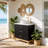 31.5" Bathroom Vanity With Round Vessel Sink – Black Cabinet, Solid Wood Legs & 3-Drawer Storage