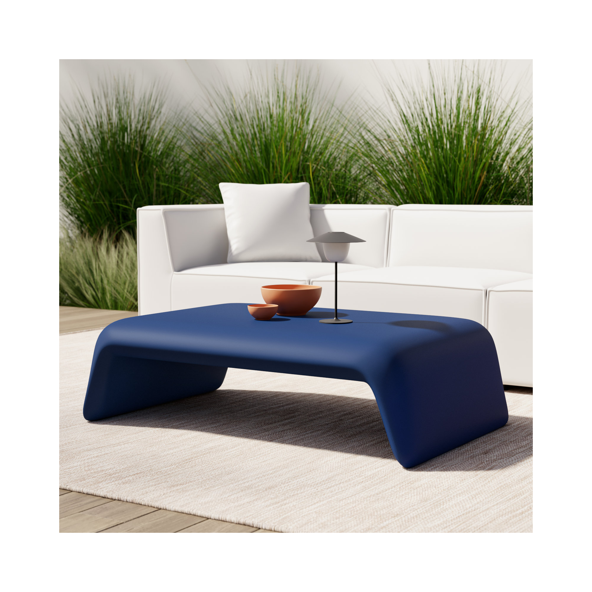 Blow Plastic/Resin Coffee Table, Blue