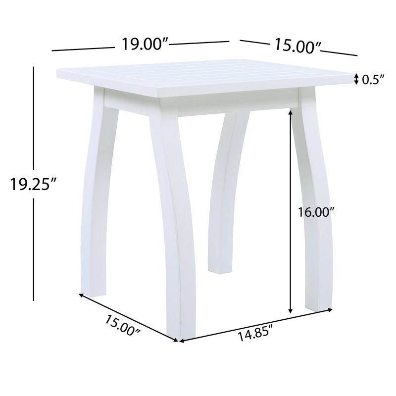 White Pu Weather - End Table, 19X15x19.45 Inches, Wood, Good For Hall Decor 19X15 Inch Surface, Ideal Hallway, White