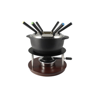 Swissmar Summit 10 Piece Cast Iron Fondue Set, Black Matte