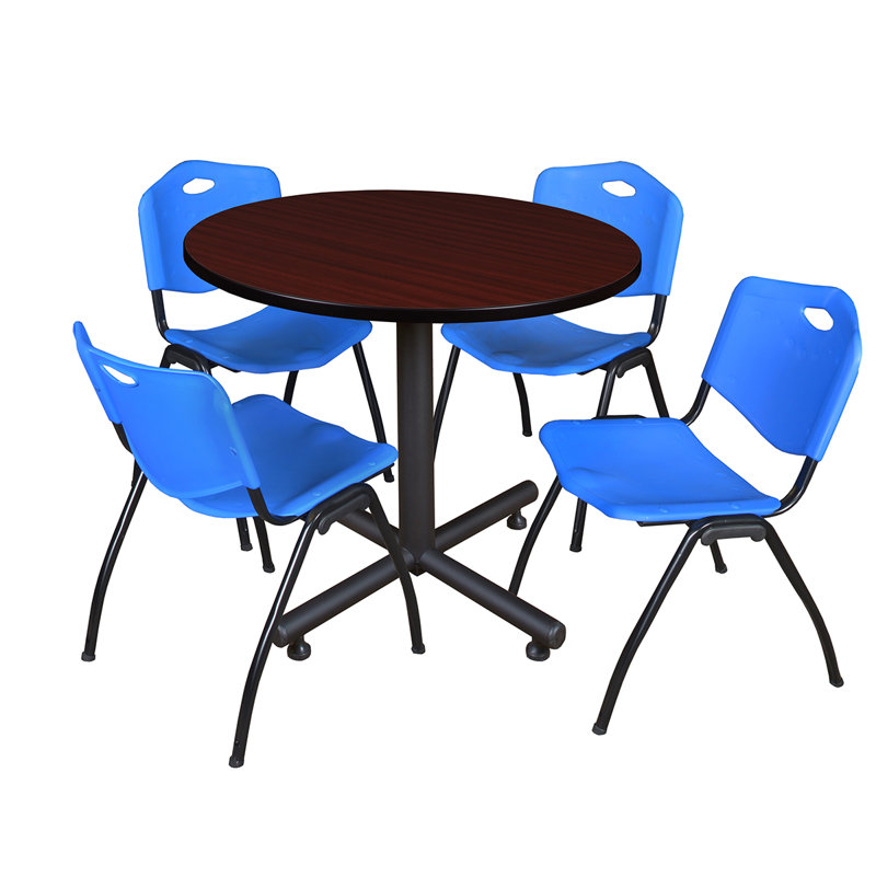 Table de salle de repos Nicklo, Acajou, Bleu