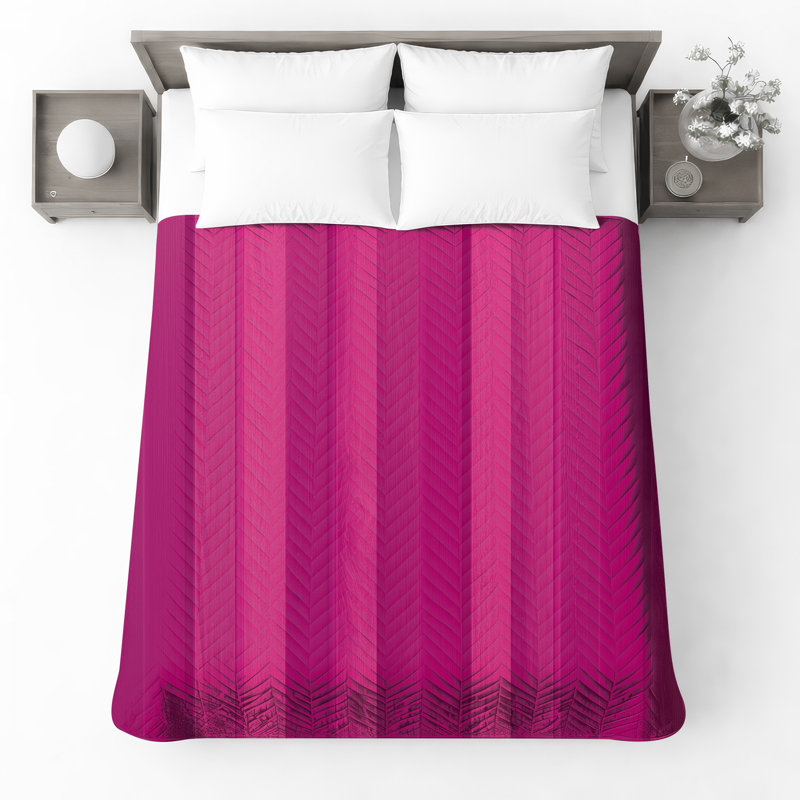 Couvre-lit matelassé rose à panneaux en bois toutes tailles, Lit simple