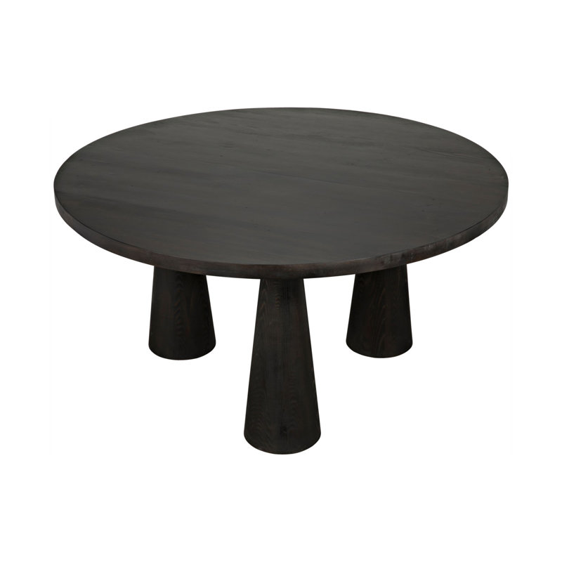 David Round Solid Wood Dining Table, Black Wax