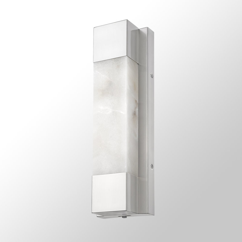 16" Dimmable LED Modern Wall Mounted Sconce With Natural Spanish Marble Shade 5 Colors Adjustable, Brushed Nickel
