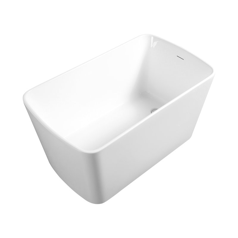 Baignoire de trempage japonaise autoportante en acrylique de 49 pouces, baignoire carrée avec drain et trop-plein chromés, blanc brillant, certifiée cUPC