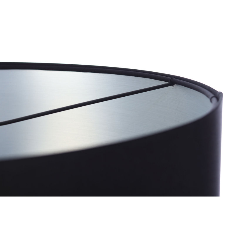 1 - Light White/Grey Drum Pendant, 107cm H x 60cm W x 60cm D, Black/Silver, Black