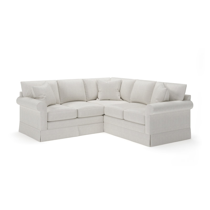 Friedman Upholstered L-Shaped Sectional Symmetrical, Cruise Gray Striped