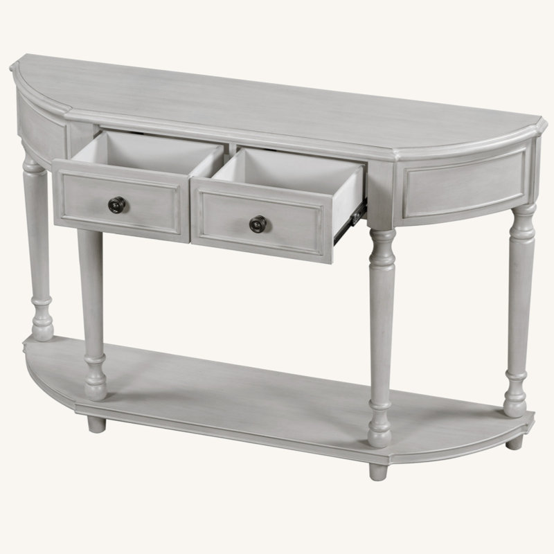 Console, table d'entrée, table de vestibule avec tiroirs et tablette de rangement Culverhouse, Gris délavé
