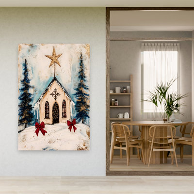 «Christmas Chapel Ethereal Vintage lunatique paysage hiver», reproduction d'art mural