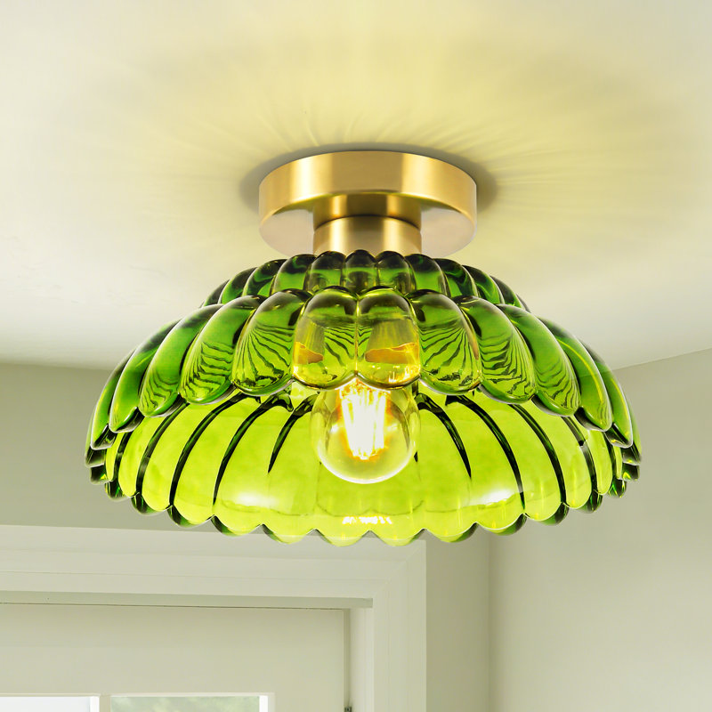 Moncia 1 - Light Glass Flush Mount Ceiling Light, Green