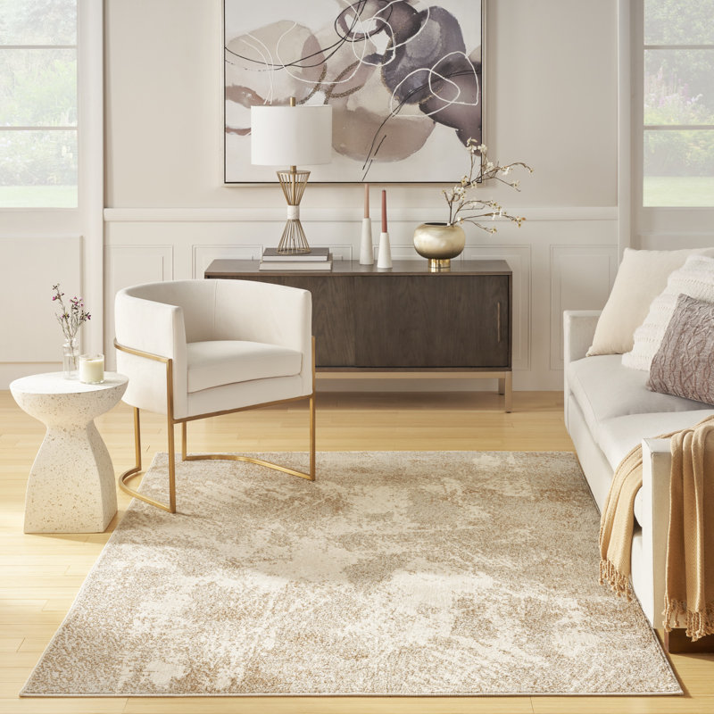 Tapis d'intérieur moderne 17 Stories Ostrum Ivory, Rectangle 3 pi 11 po x 5 pi 11 po