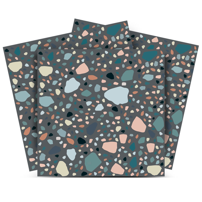 Carreau de mosaïque auto-adhésif en vinyle l 7 po x L 7 po, Terrazzo gris
