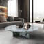 Table basse de luxe en marbre véritable gris bleu véritable, centre de table élégant de 35,4 x 9,8 pouces avec veines uniques-2115289901