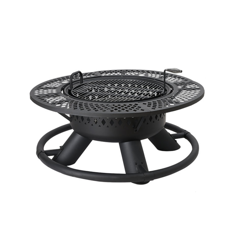Round Charcoal Wood Burning Outdoor Cold-rolled Steel Fire Pit Table