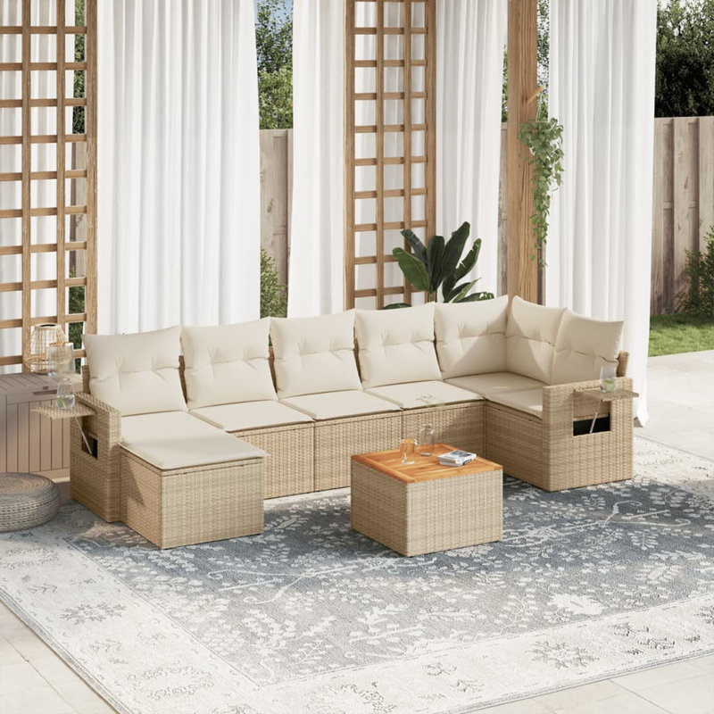 Ensemble de canapé de jardin Vidaxl beige, blanc crème
