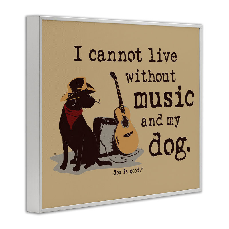 «Music & My Dog Giclee Art» par Dog Is Good, Estampe numérique encadrée blanc bord de mer, H 11 po x l 14 po