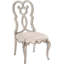 Ensemble de deux chaises d'appoint en velours et en bois massif ivoire et champagne