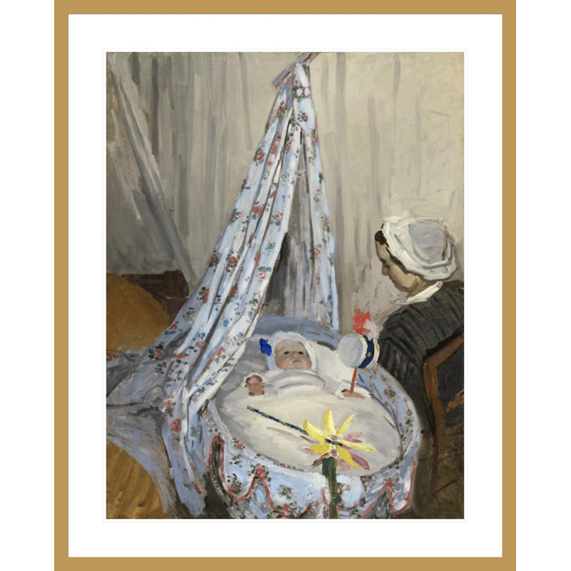 Le berceau - Camille avec le fils de l'artiste Jean par Claude Monet - Estampe numérique encadrée, H 41,43 po x l 33,5 po