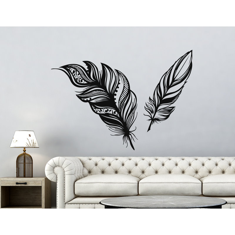 Adhésif décoratif plumes, Noir, H 22 po x l 31 po