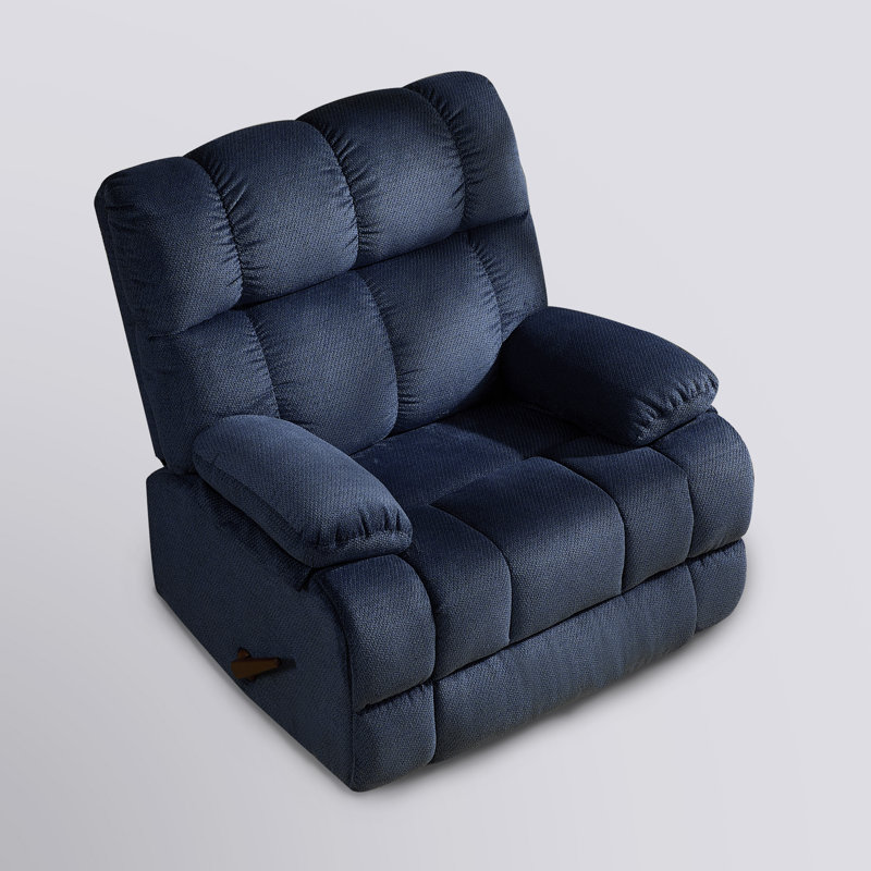 Cocalico 39" Wide Glider Manual Recliner Chair, Blue Polyester