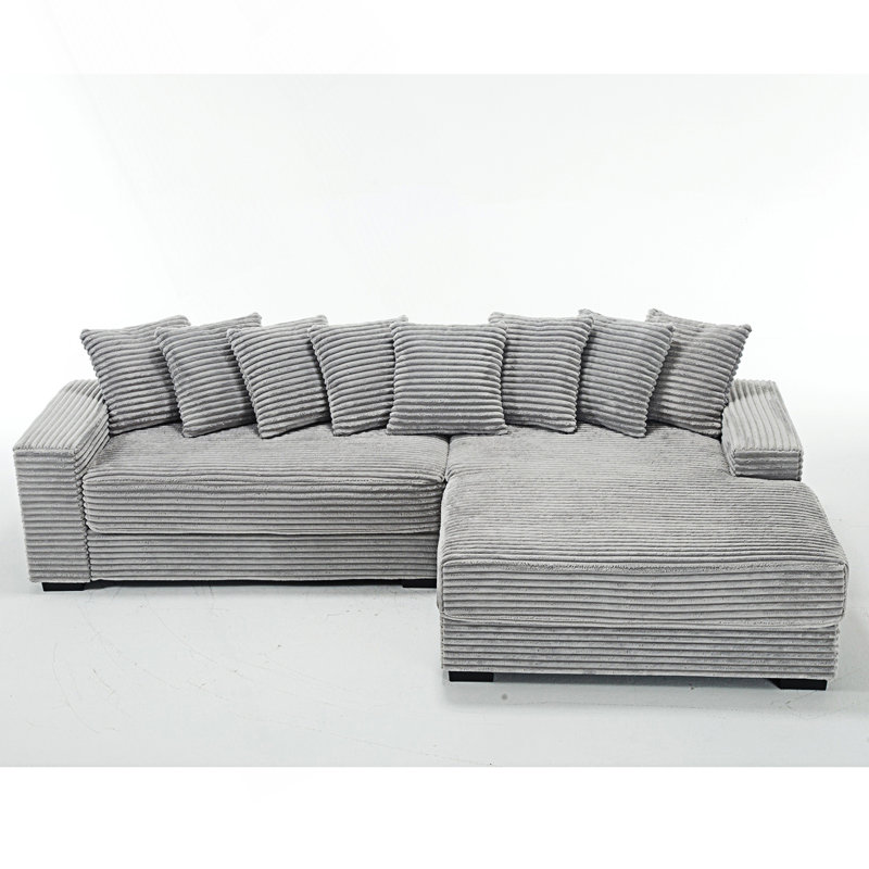 Pettisville 2 - Piece Upholstery Sofa, Gray Corduroy, Right Hand Facing