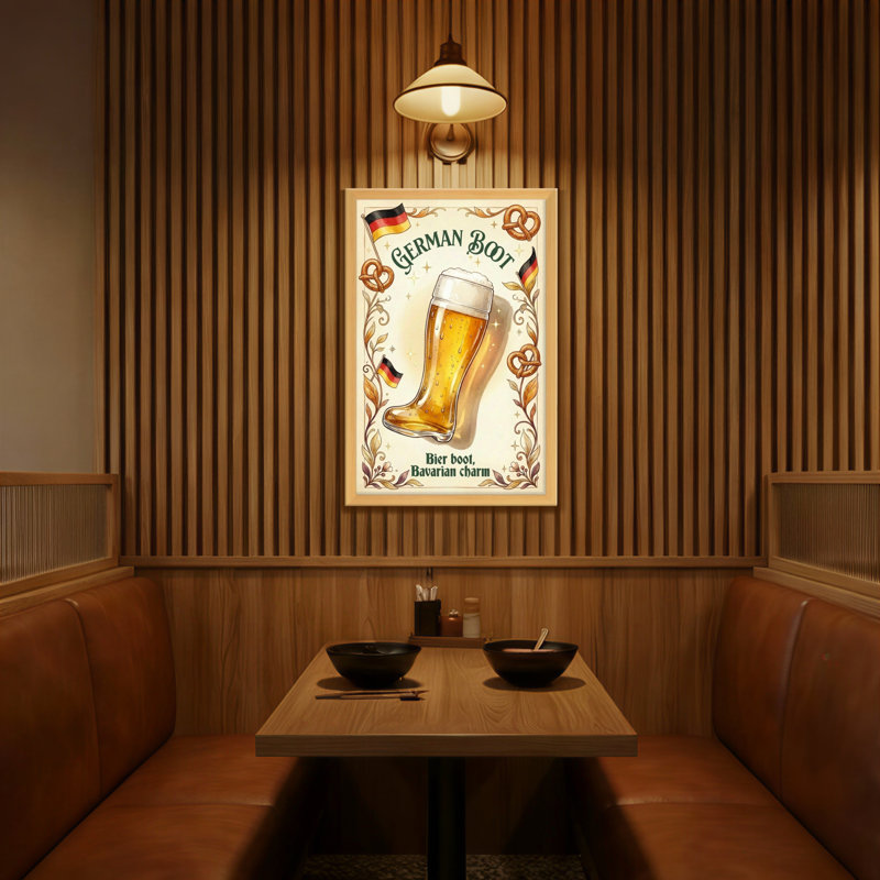 Verre à bière avec drapeaux et bretzels, H 24 po x l 16 po