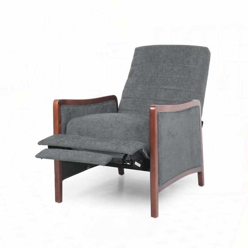Fauteuil inclinable par pression, structure en bois, Gris