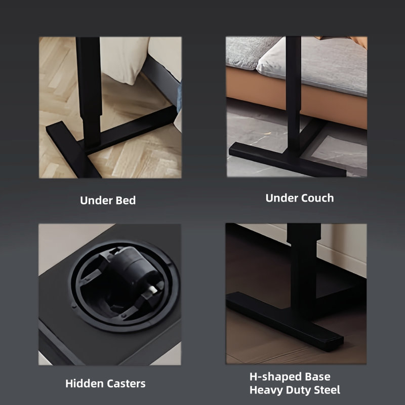 Bedside Table,Folding Overbed Bedside Desk Mobile Rolling Laptop Stand Tilting Overbed Table With Wheels Height Adjustable Tray Table For Laptop Bed Sofa Side Table