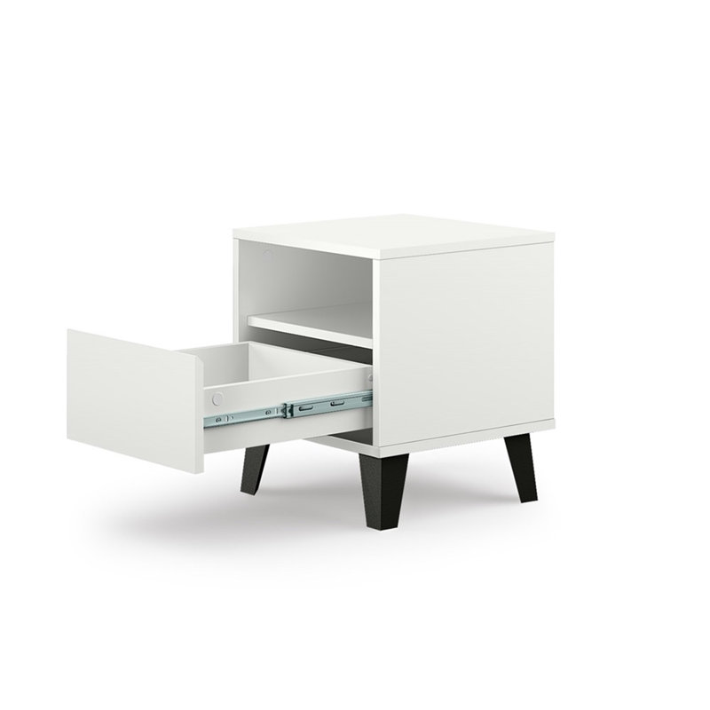 Sonay 40cm W Manufactured Wood Bedside Table, White