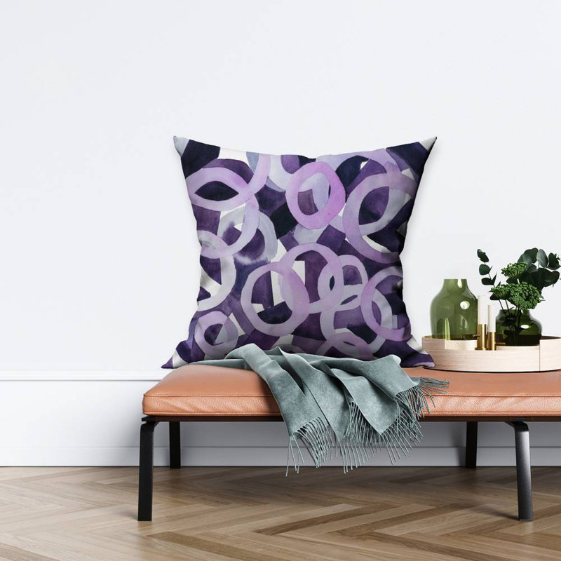 Abstract purple rings - 20"x20" Throw pillow - Poly twill - Print on demand, 20x20, Purple