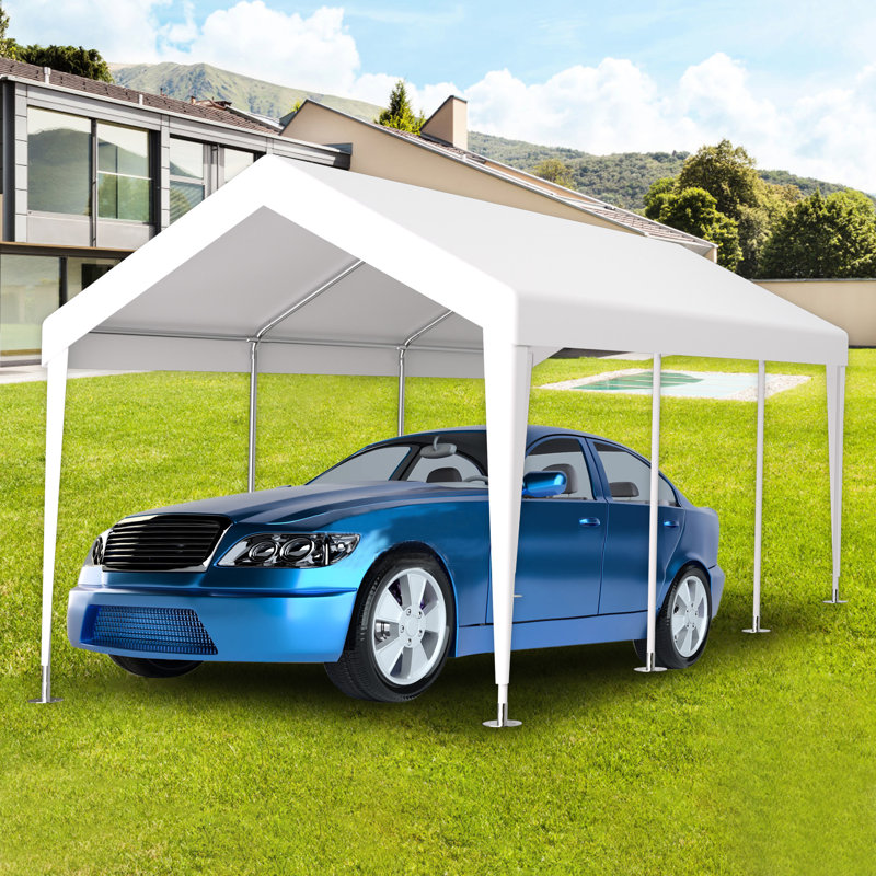 Auvent de remplacement pour abri de garage 12 x 20 pi - Housse de protection pour abri d'auto imperméable 76 boucles élastiques blanches