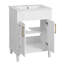 Meuble-lavabo 24 po avec lavabo intégré en céramique, meuble-lavabo simple avec 2 portes et meuble-lavabo simple pour petite et moyenne salle de bain-1170416063