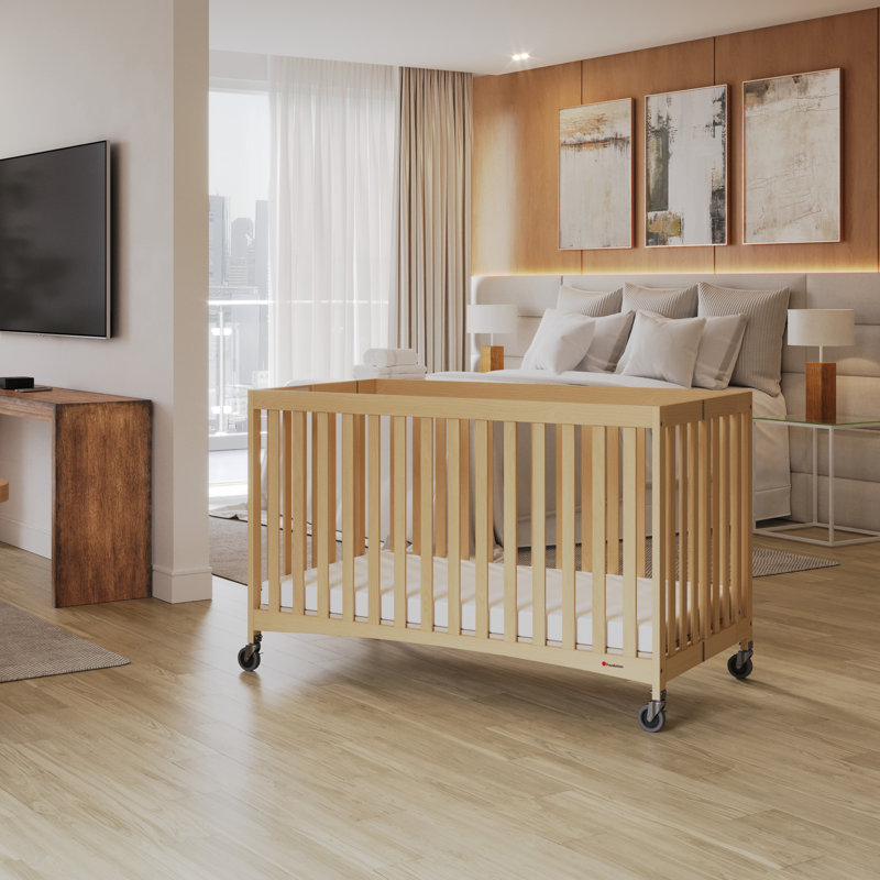 Lit de bébé pliant en bois double avec matelas