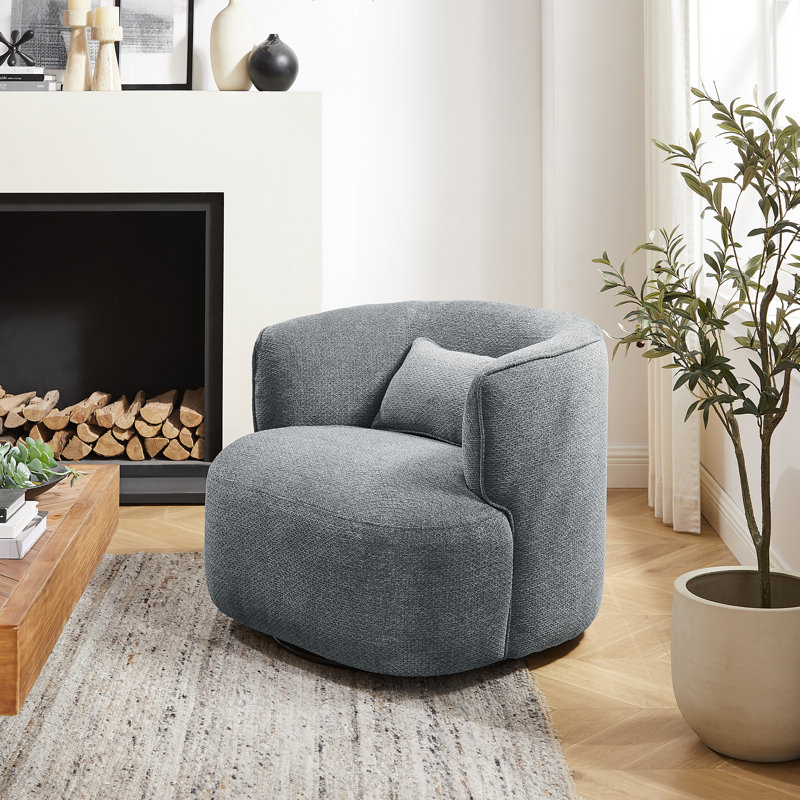 Bernado 31.1'' Wide Fabric Swivel Barrel Chair, Blue