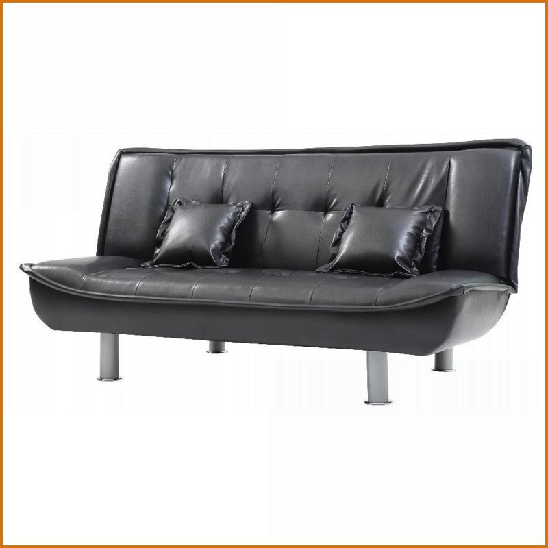 Canapé-lit moderne en similicuir pour le salon et amp; Pour chambre à coucher - Mousse à haute densité à conversion rapide et confort | Noir | Similicuir; polyuréthane | Métal