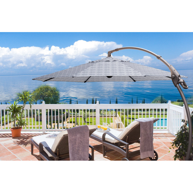 detachable patio umbrellas Stepless Tilt Cantilever Umbrella a solar panel and Type 10 ft double sided patio