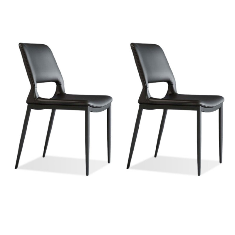 Black Solid back side Chair(Set of 2)