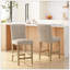 Ensemble de 2 tabourets de comptoir capitonnés contemporains en tissu, boutons, 26 po, beige-58606038-58606036
