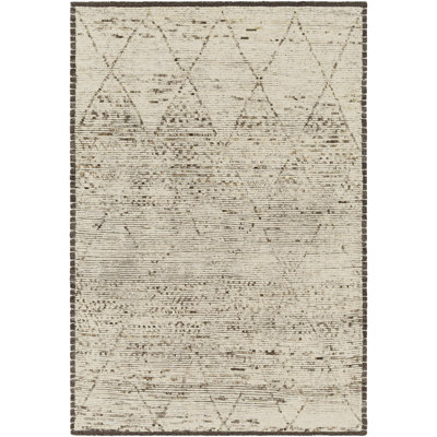 Khyber Hand Knotted Wool Abstract Area Rug in Brown