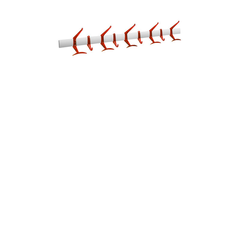 Metal Wall Wall Mounted Coat Rack, Transparent Orange Red, Large