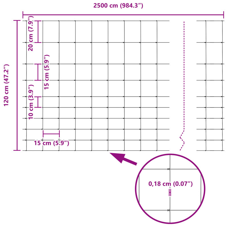 Vidaxl Field Fence Galvanised Steel, 120cm H x 2500cm W