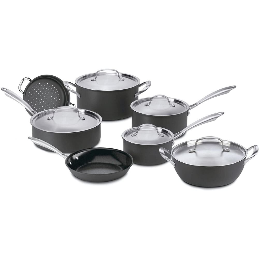 GreenLife Healthy Ceramic Classic Hard Anodized 12-Piece Cookware Set, Black